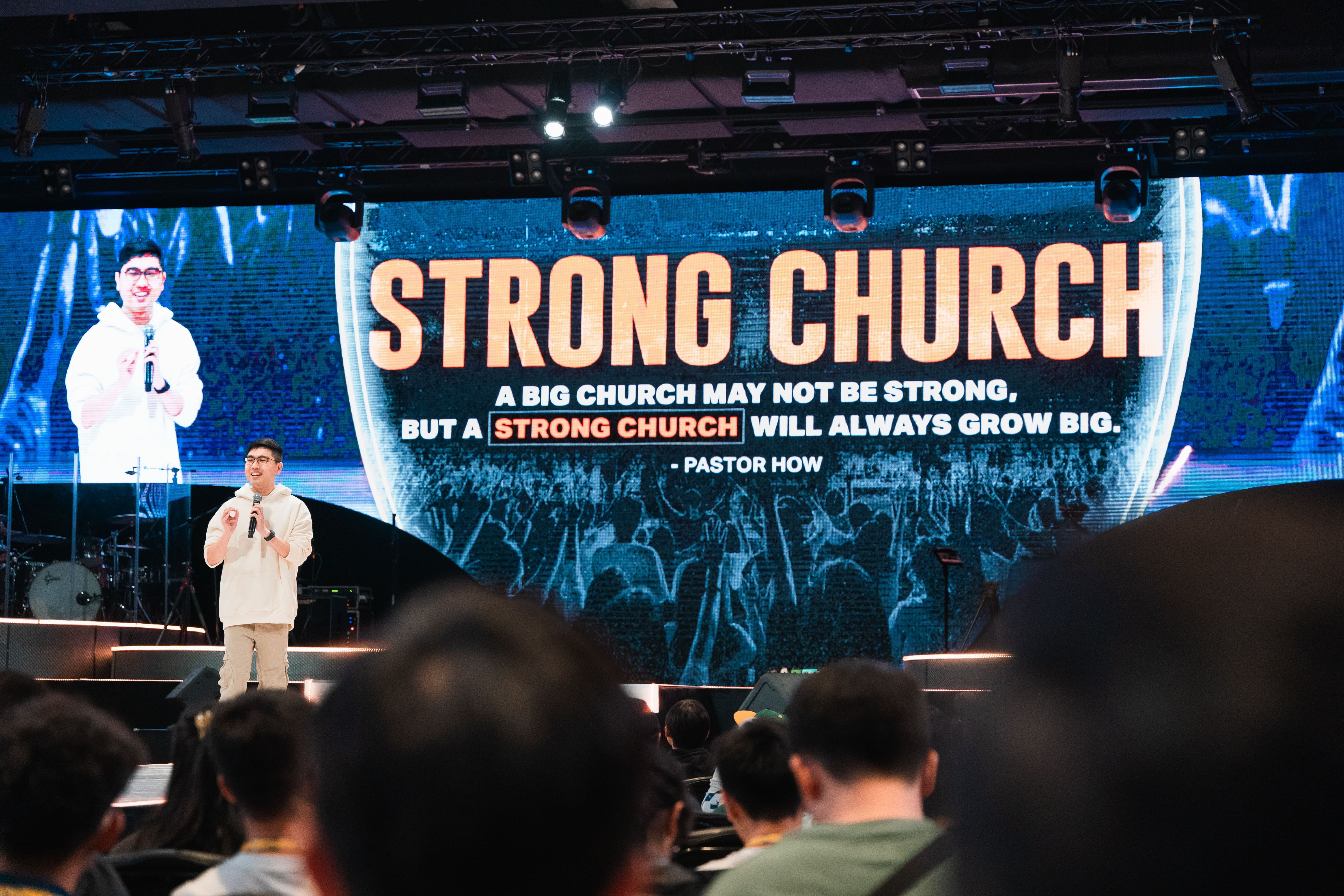 Senior Pastor Garrett sharing about GenerationS and Strong Church at GenerationS Pastors Conference in Heart of God Church Singapore